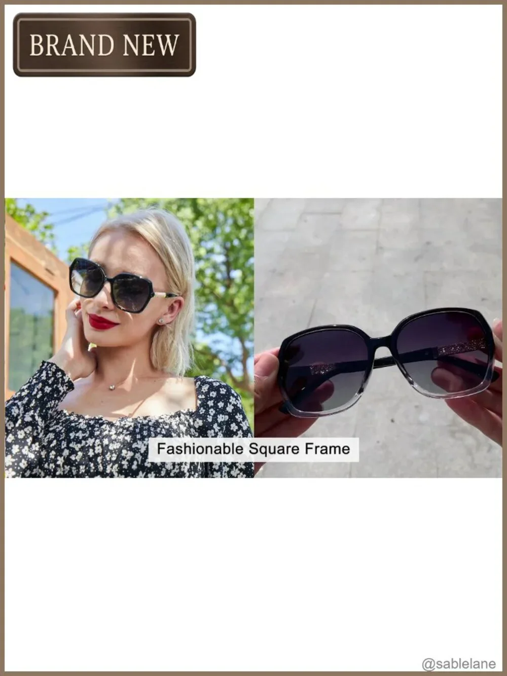 Polarized Square Sunglasses for Women UV400 Protection Rhinestone Sparkling
